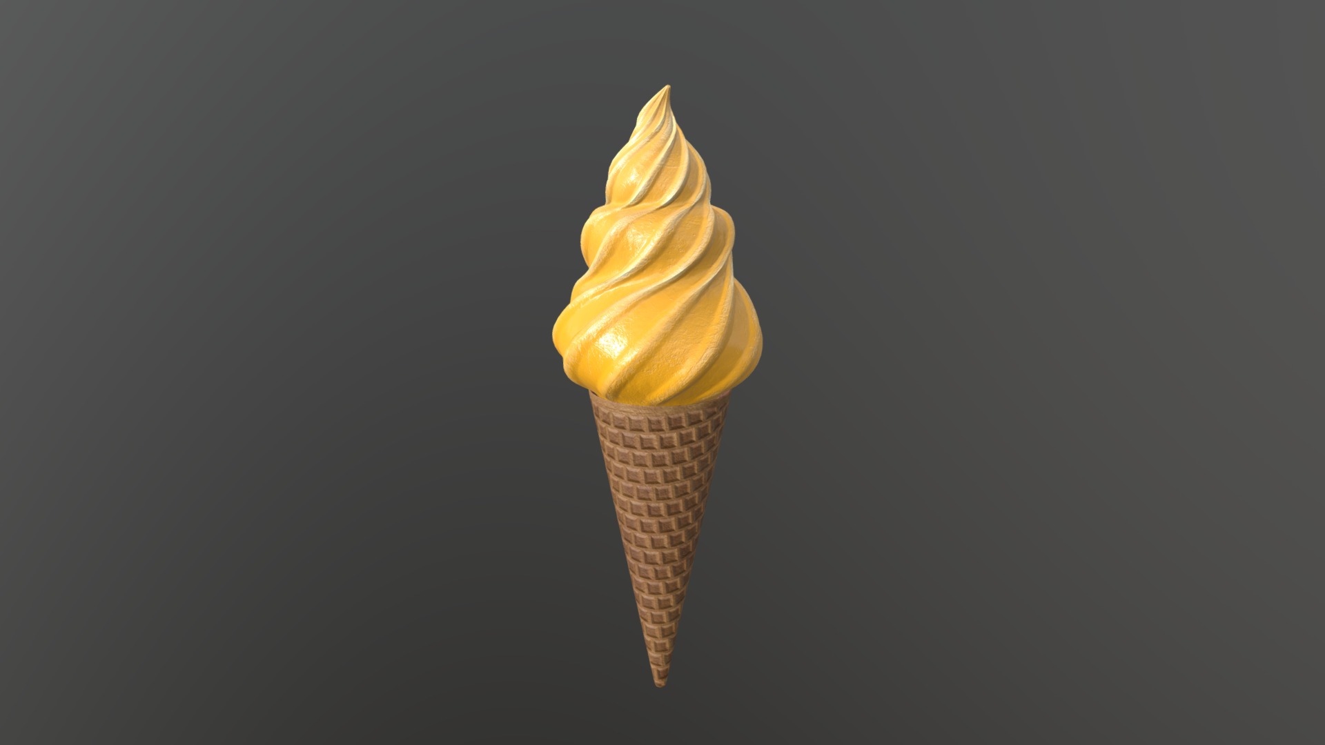 3D model ice cream in waffle cone - This is a 3D model of the ice cream in waffle cone. The 3D model is about a close-up of a ice cream cone.