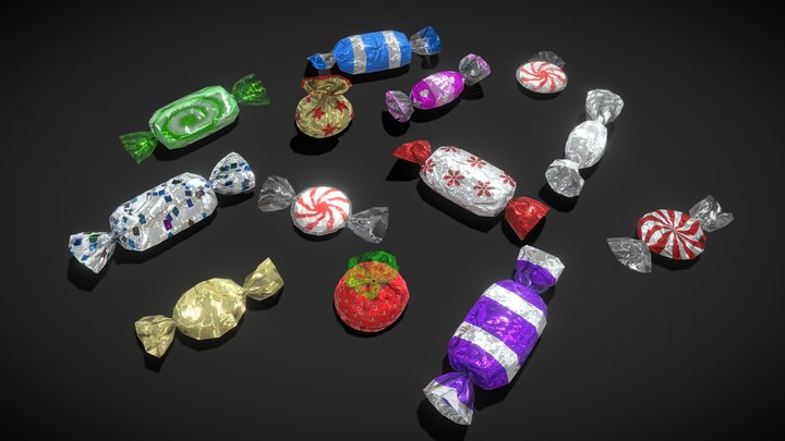 Candies Sweets - low poly pack 3D Model