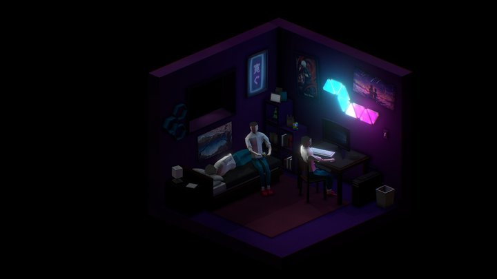 Low Poly Room 3D Model