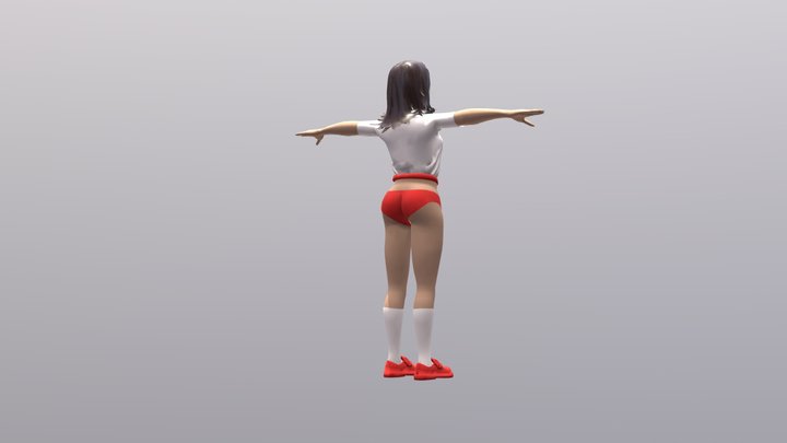 mobile game rigged girl fbx 3D Model