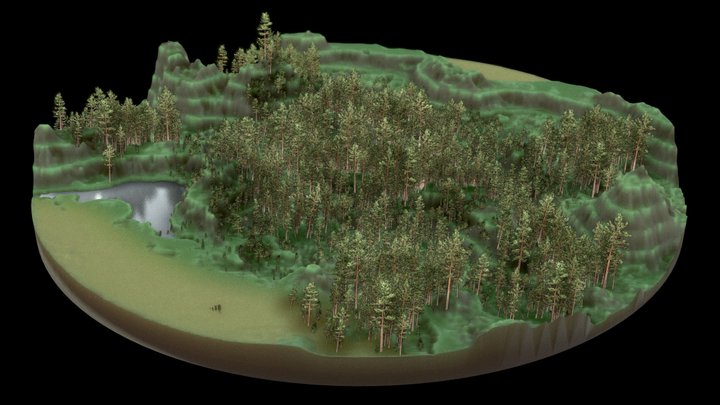 Pine Billboard Background Trees 3D Model