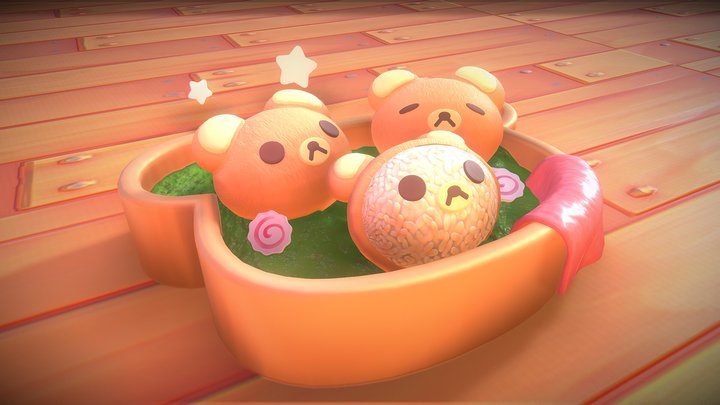 Sushi Bear Rice Balls w/ Ginger! 3D Model