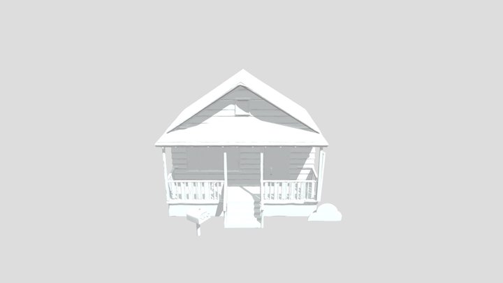 Blue House with Porch 3D Model