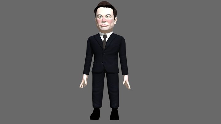 Elon Musk game ready caricature 3D Model