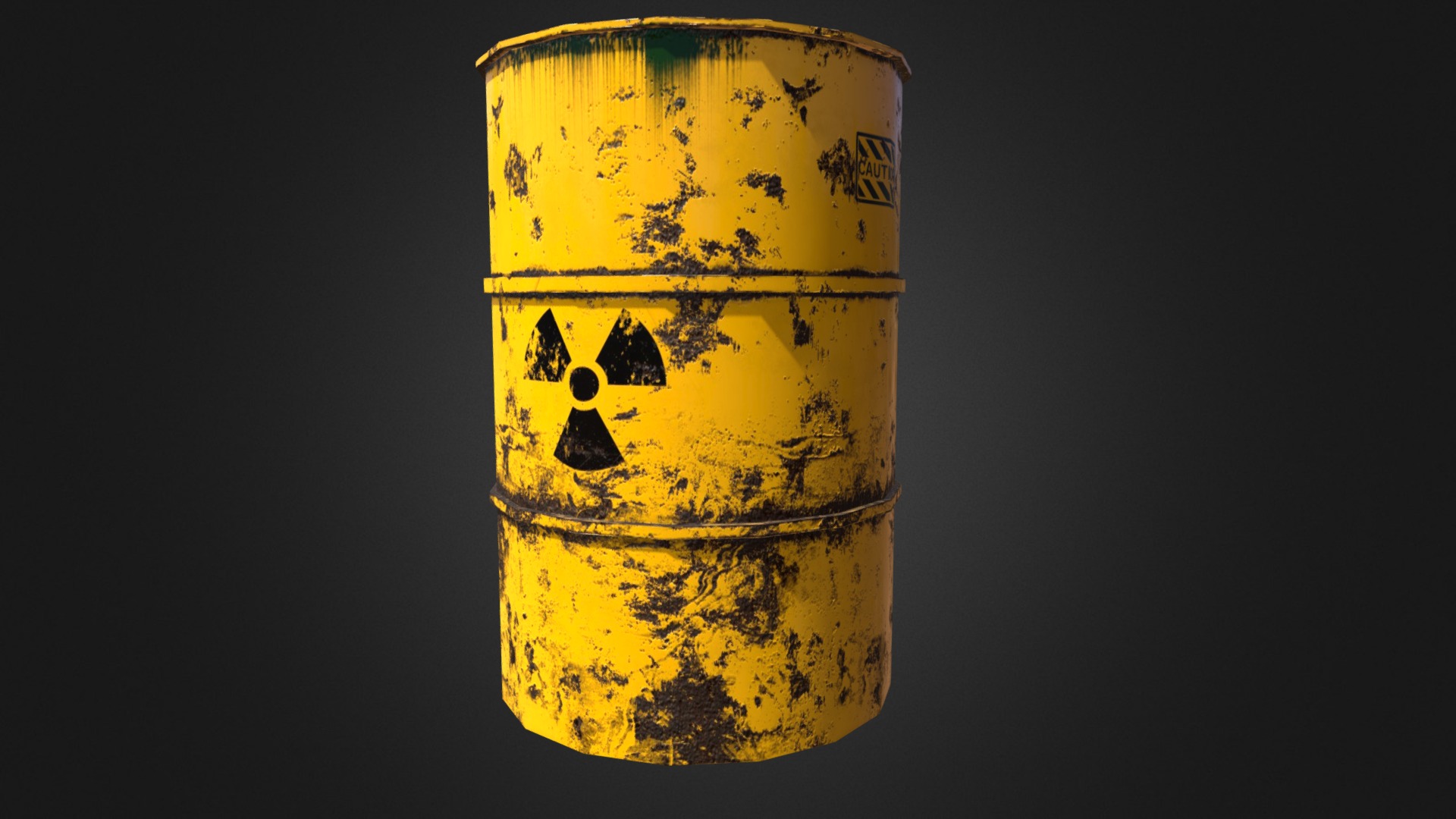 3D model Radioactive Waste Barrel - This is a 3D model of the Radioactive Waste Barrel. The 3D model is about a yellow square with black dots.