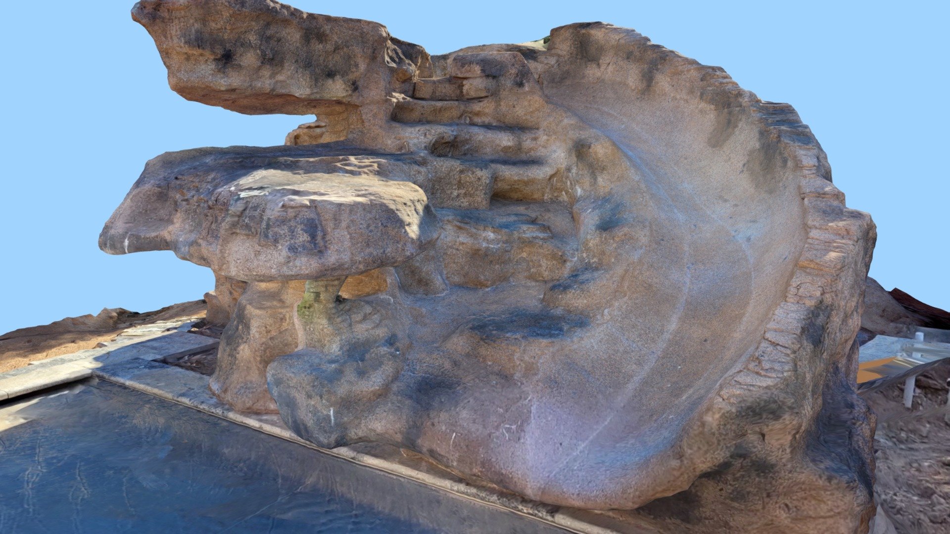 waterfall, jump off rock, and waterslide