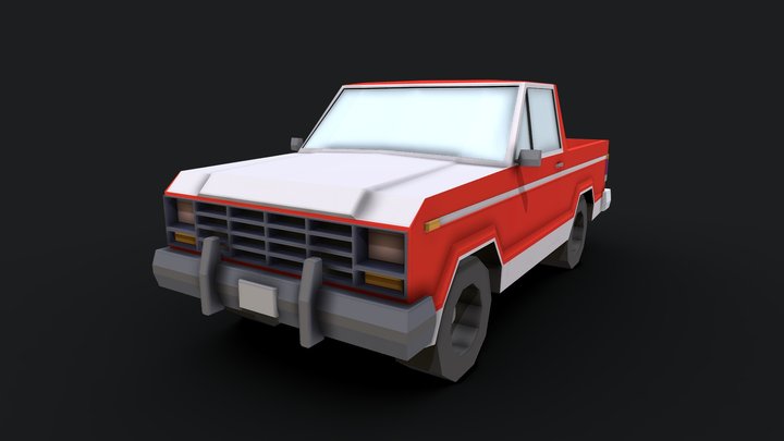 Low poly pickup 80's 3D Model