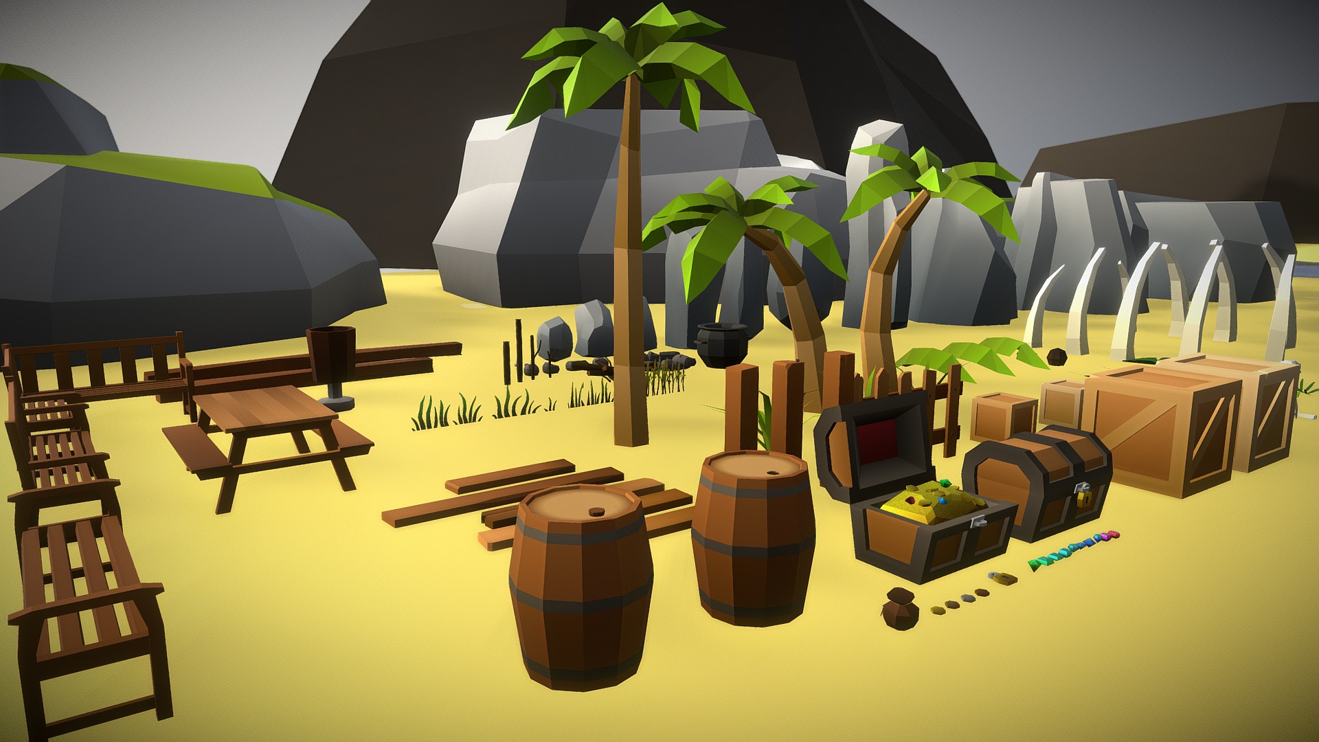 3D model Low Poly Island Pack - This is a 3D model of the Low Poly Island Pack. The 3D model is about a screenshot of a video game.