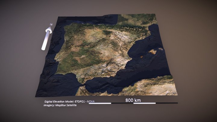 Spain and Portugal 3D Model
