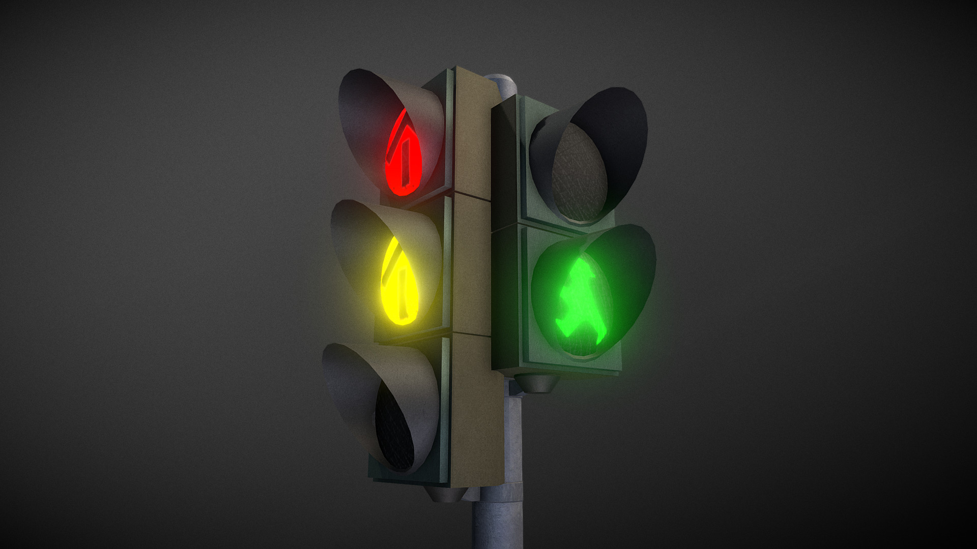 3D model Ampel mit Animation (ostdeutsche Variante) - This is a 3D model of the Ampel mit Animation (ostdeutsche Variante). The 3D model is about a traffic light with green and red.