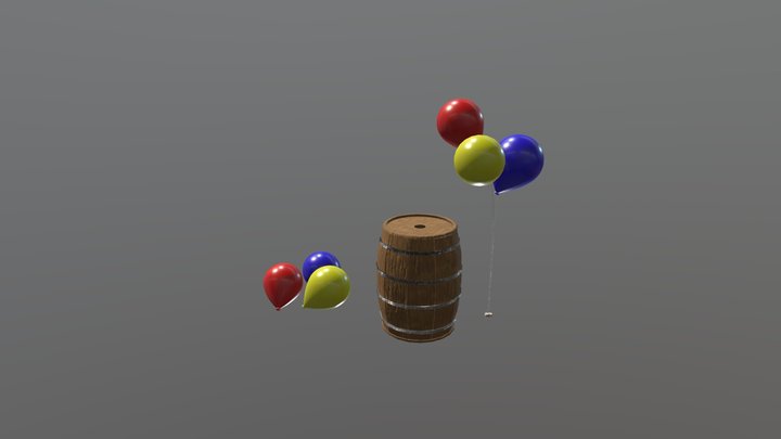 Barrel and Balloons 3D Model