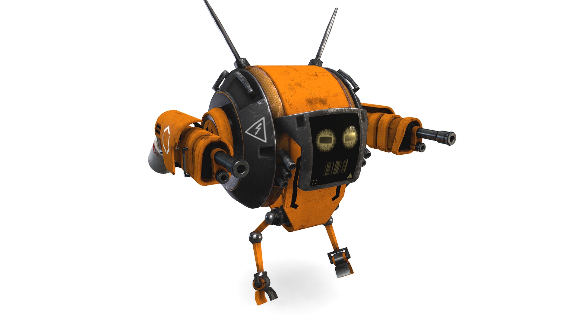 3D model SWARM: Drone With attachments - This is a 3D model of the SWARM: Drone With attachments. The 3D model is about a yellow and black goggles.