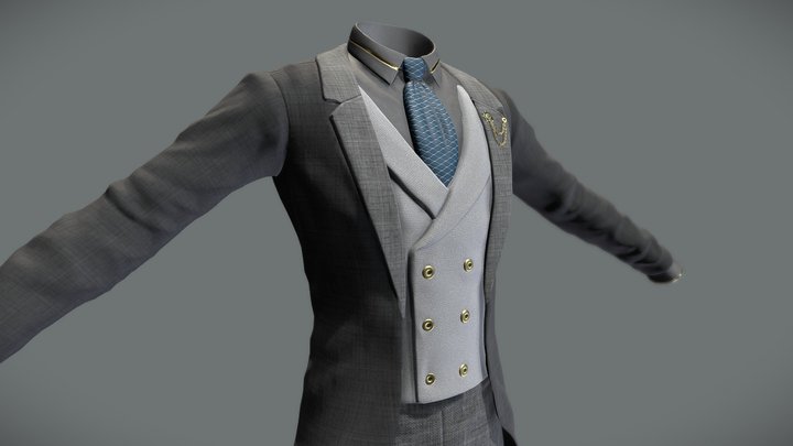 Fancy Tailcoat Suit 3D Model