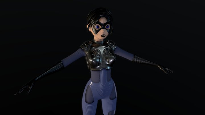 Super Hero Cartoon Girl 3D Model