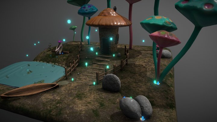 Mushroom scene 3D Model