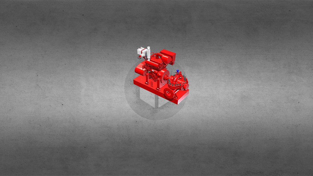 Red Industrial Engine and Pump Assembly