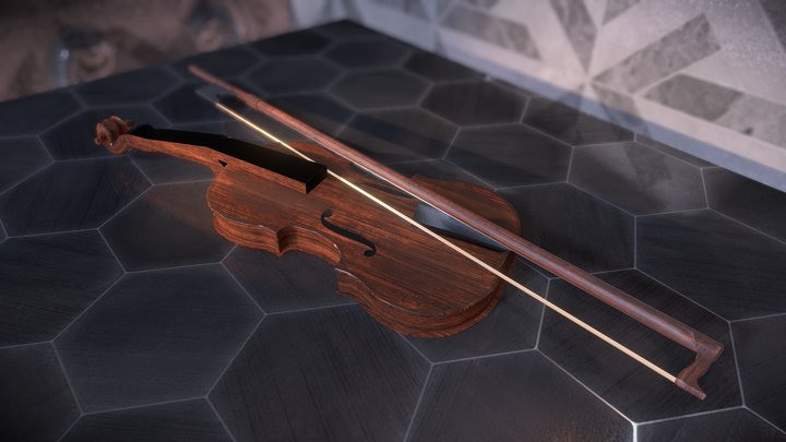 Violin Still Life V3 3D Model