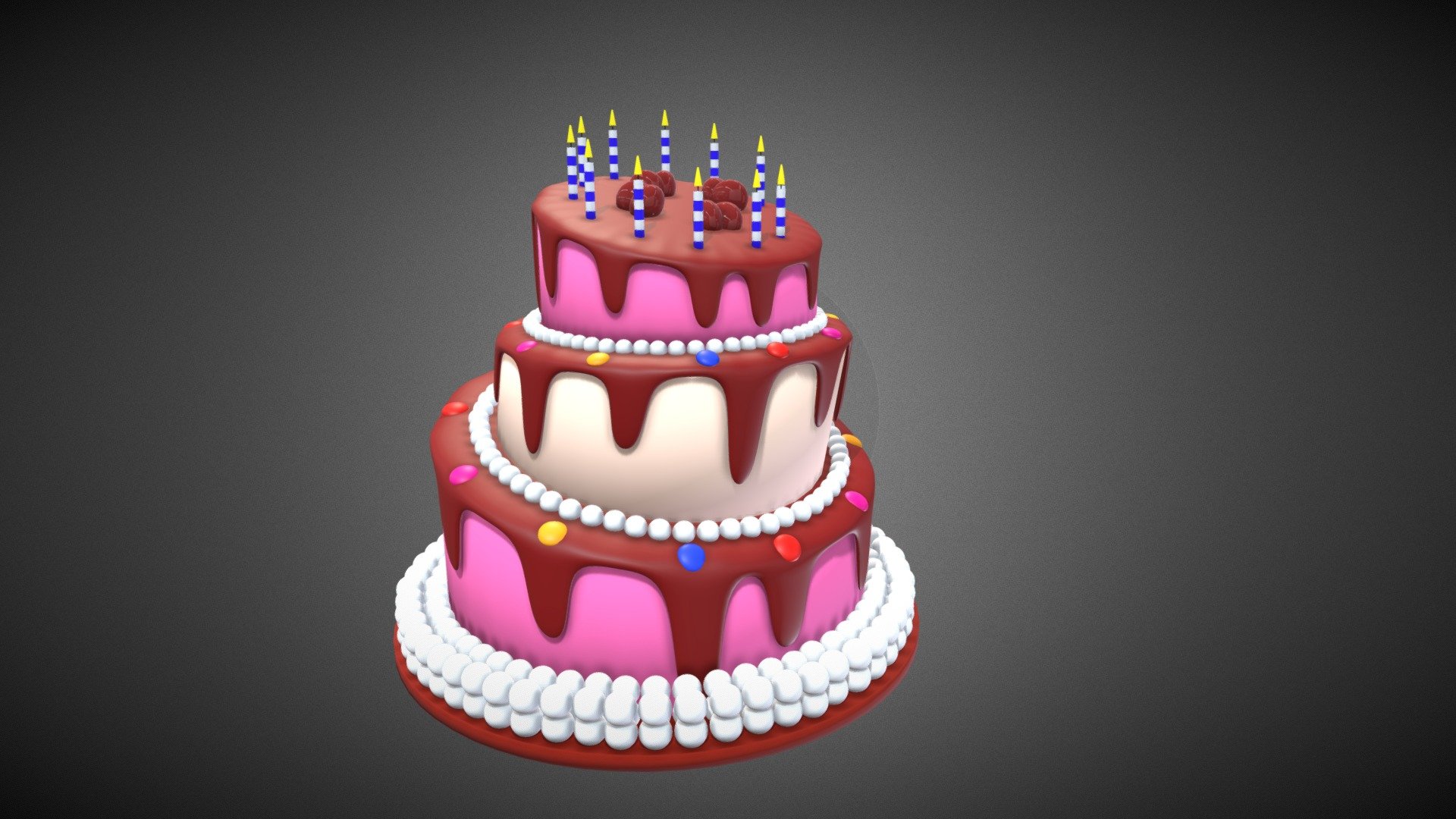 Happy Birthday Cake with Candles 3d model  Birthday cake with candles Cake  design Happy birthday cakes