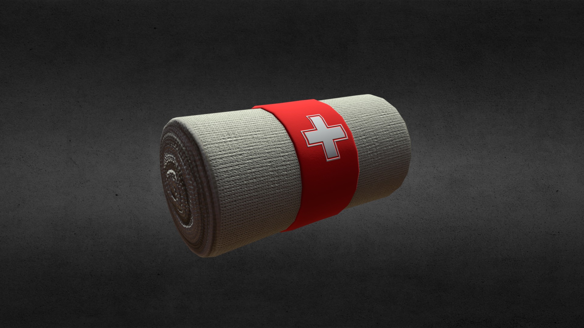 3D model Health – Elastic Adhesive Bandage - This is a 3D model of the Health - Elastic Adhesive Bandage. The 3D model is about a red and white cylindrical object.