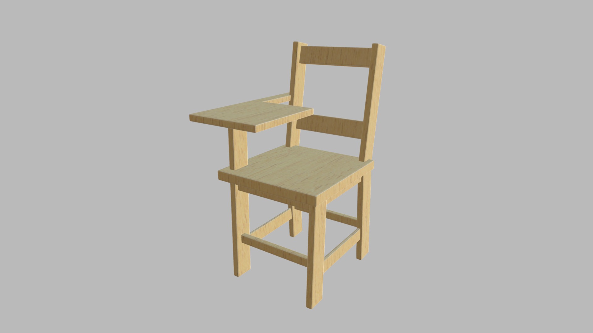 3D model School Desk - This is a 3D model of the School Desk. The 3D model is about a wooden chair with a table.