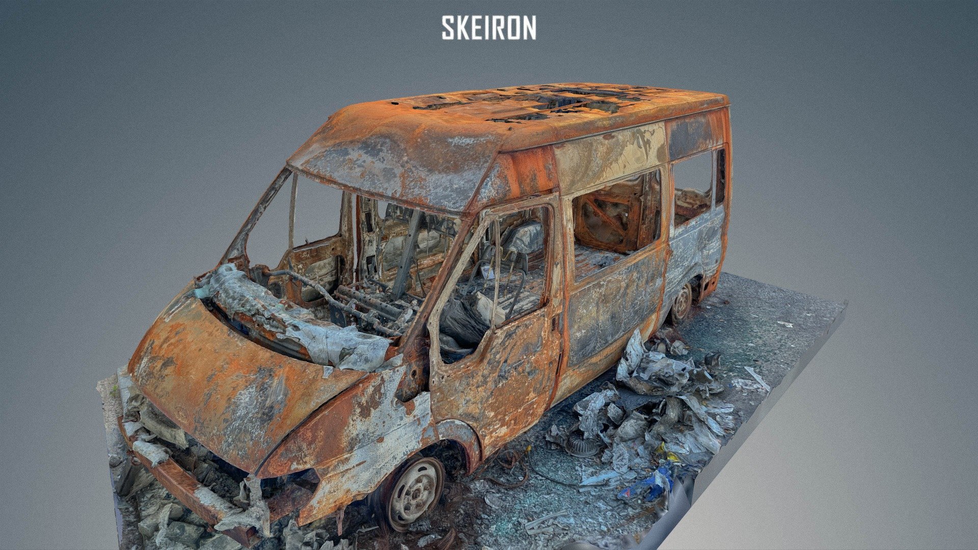 Сivilian car burned down - 3D model by SKEIRON [3945aa3] - Sketchfab