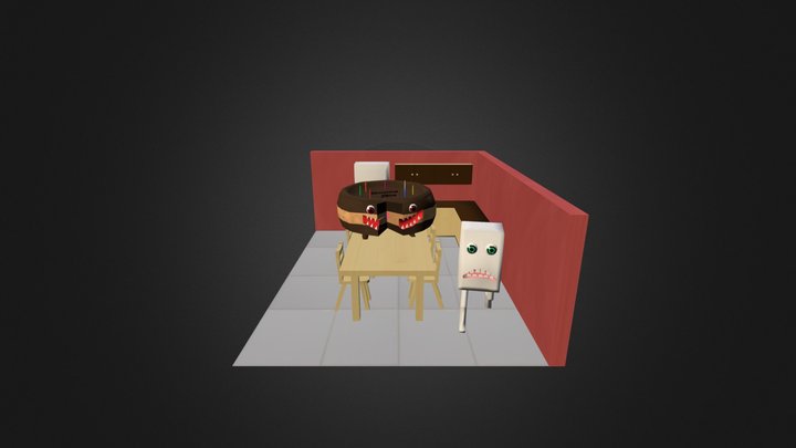 Gâteau sauvage s'attaquant à un sucre 3D Model