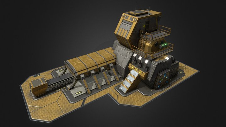 Moon Regolith Recycler - Sci-fi building 3D Model