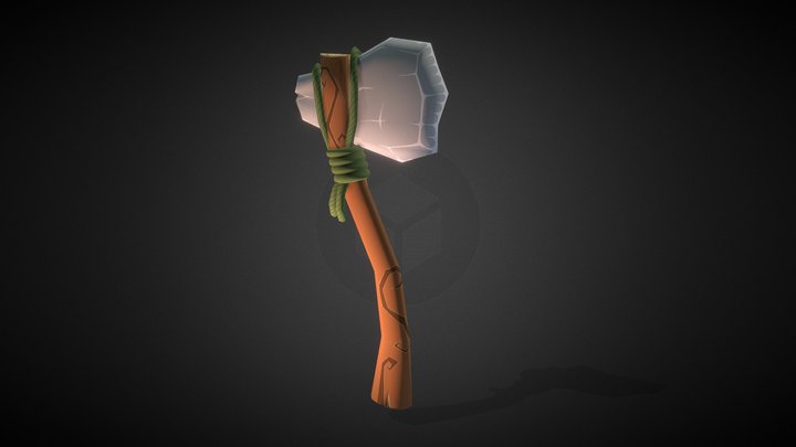 Stylized Lowpoly Rock Axe 3D Model