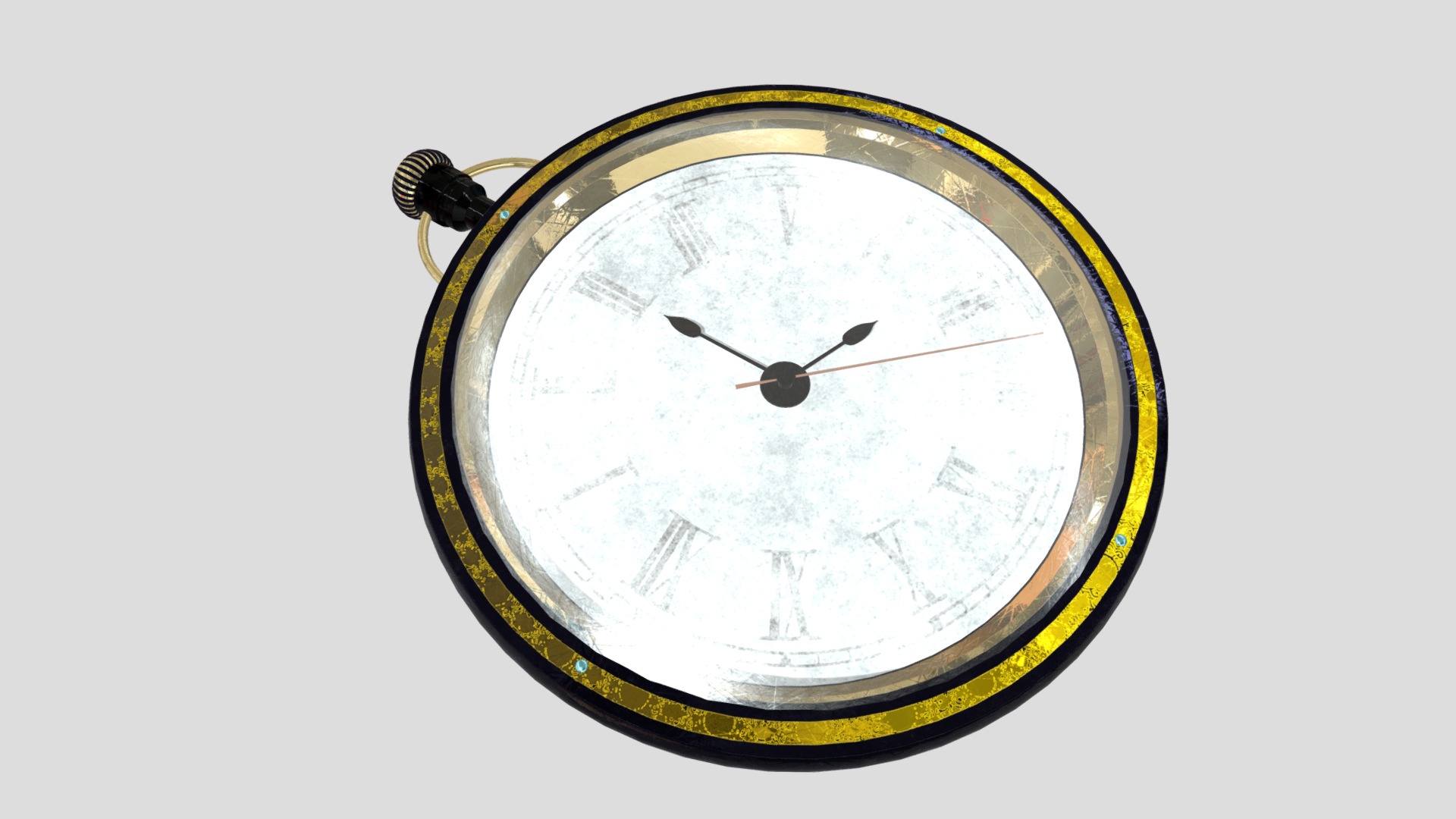 3D model Fancy Pocket Watch - This is a 3D model of the Fancy Pocket Watch. The 3D model is about a clock with a weather vane.