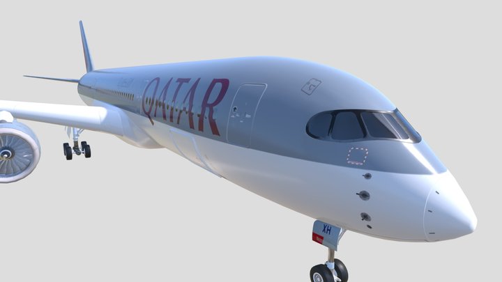 A350 Qatar Airways 3D Model
