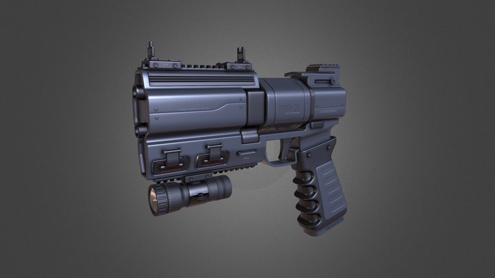 Futuristic Revolver 3D Model