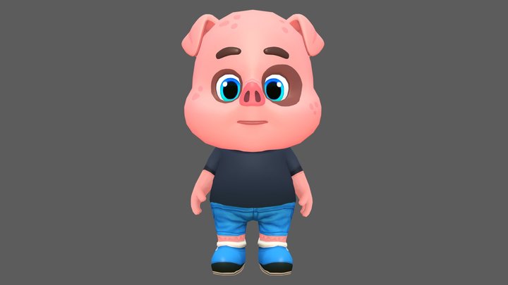 Pig Animated Rigged 3D Model