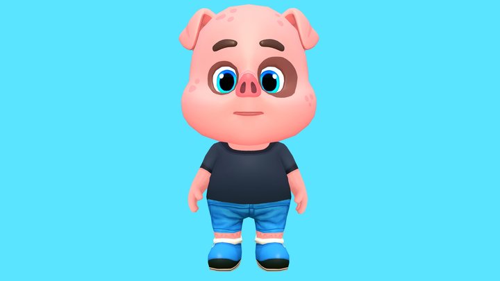 Pig Animated Rigged 3D Model