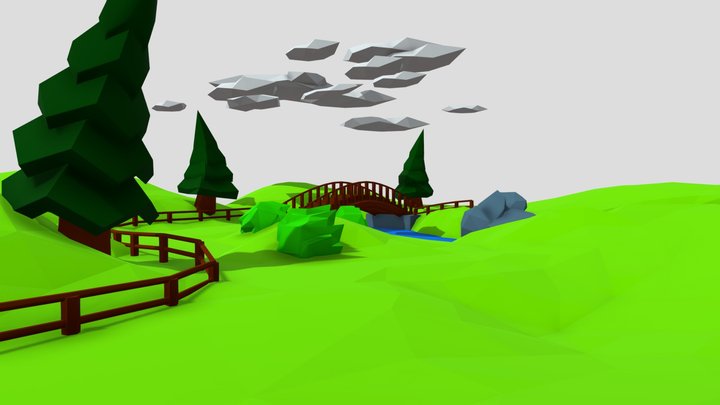 Low Poly FarmWay-Environment 1Hour Work 3D Model