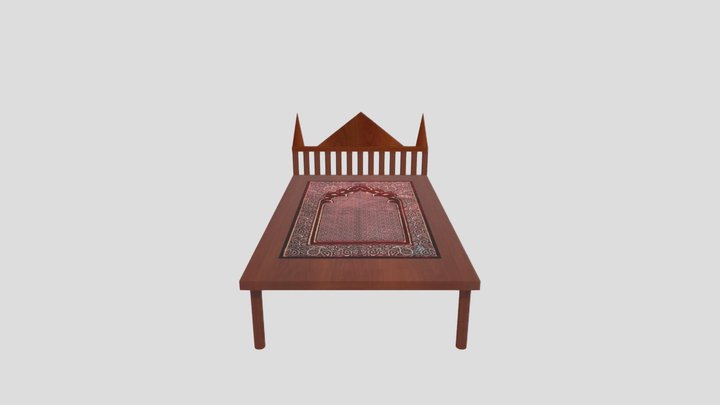 Prayer Mat With Wooden Prayer Table 3D Model