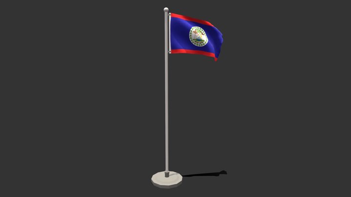 Low Poly Seamless Animated Belize Flag 3D Model