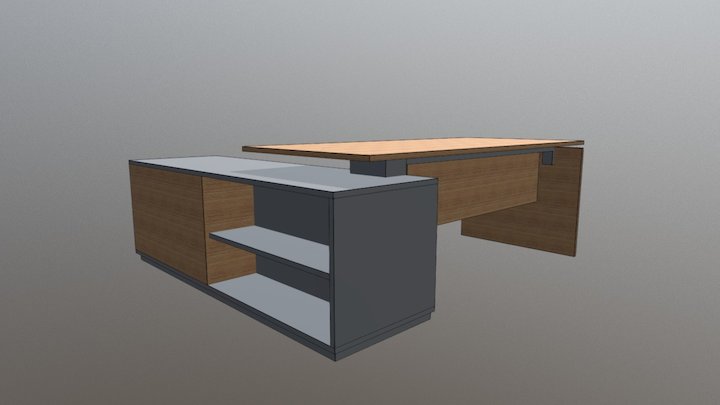 Modern Wood Executive Desk 3D Model