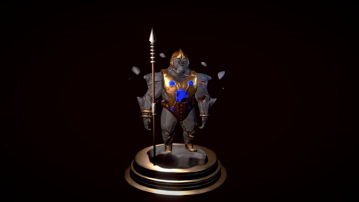 Stone Gorilla Warrior Golem 3D Model