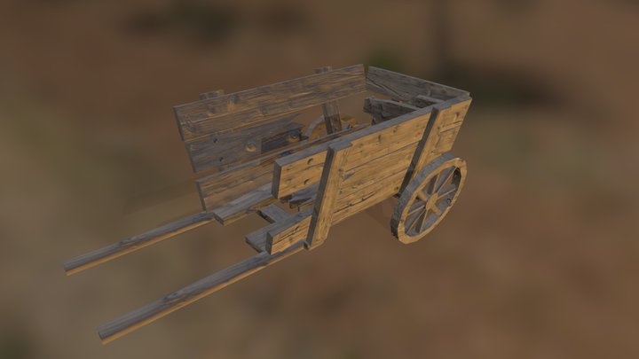 Old Wooden Cart 3D Model