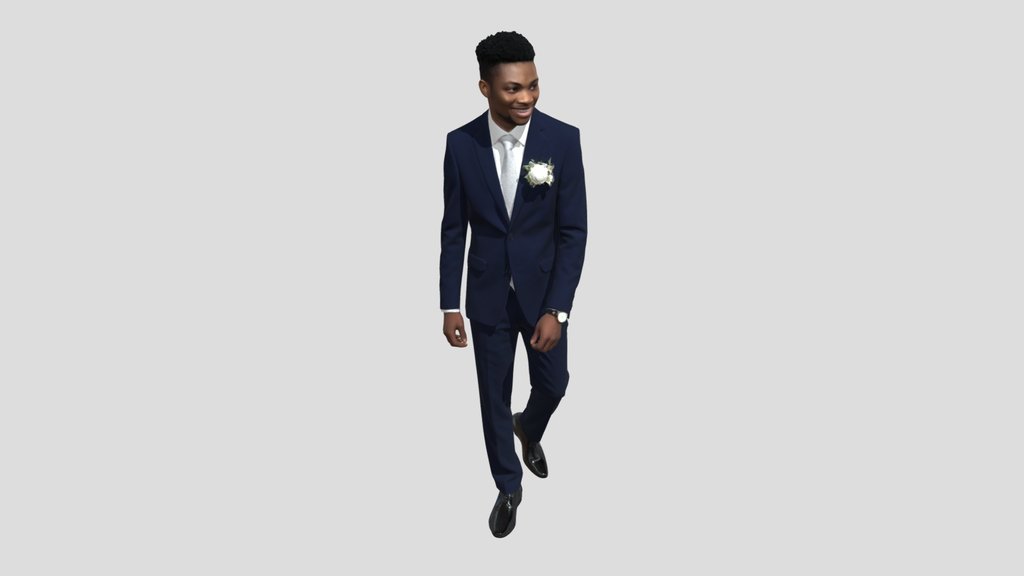 Groom in a Navy Suit with Boutonniere