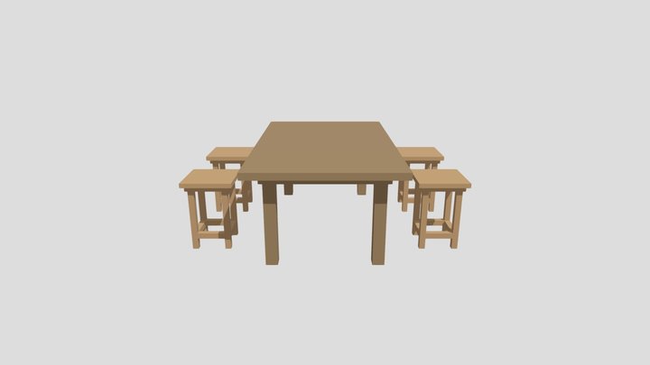 Table Set (Low Poly) 3D Model
