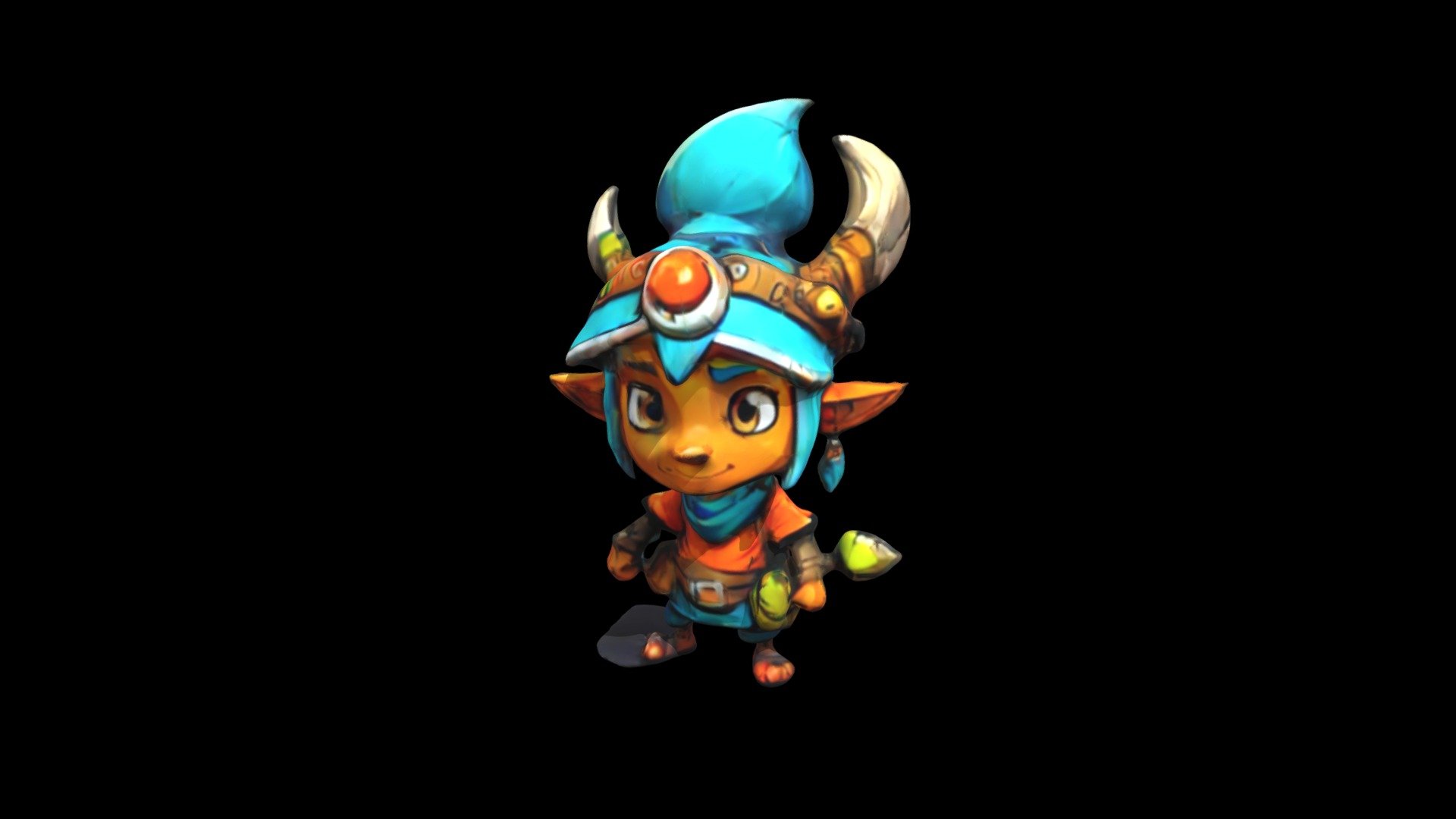 a cartoon character with horns and a blue hat - Download Free 3D model ...