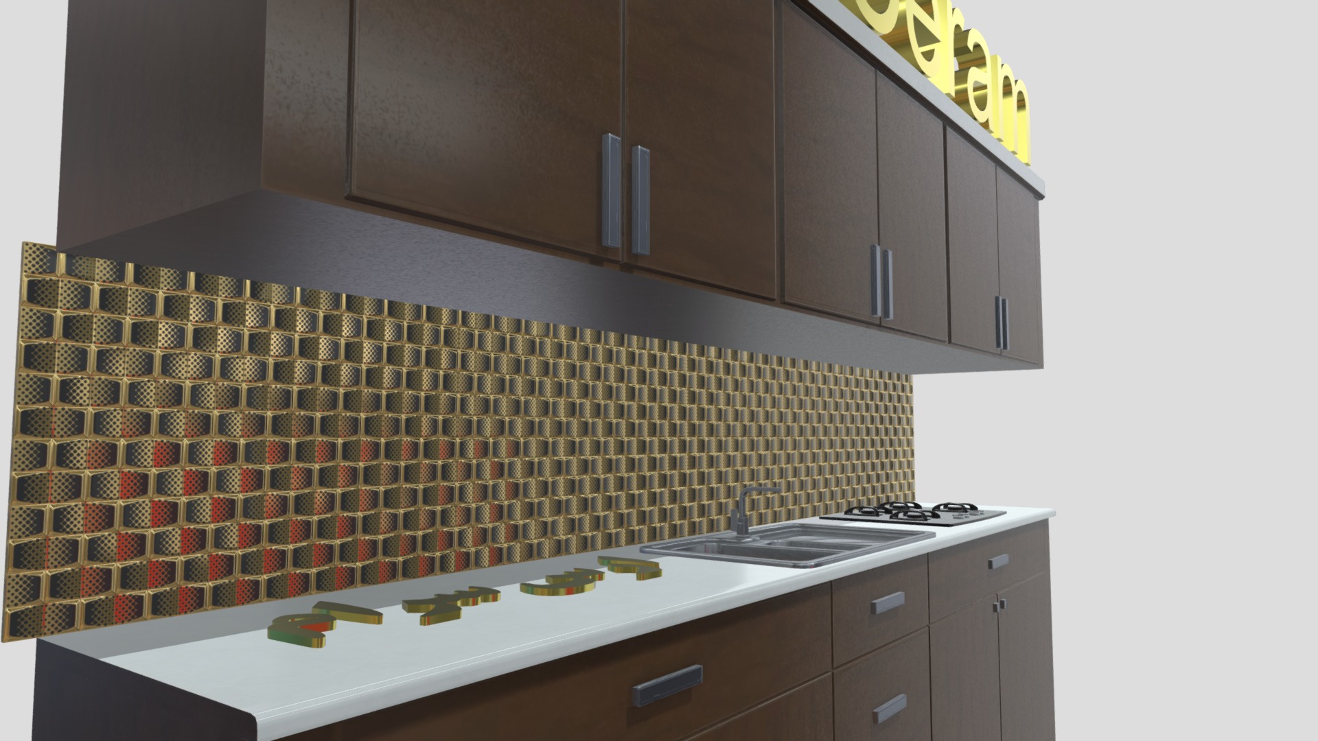 3D model Mitara  BG kitchen - This is a 3D model of the Mitara  BG kitchen. The 3D model is about a kitchen with a tile floor.