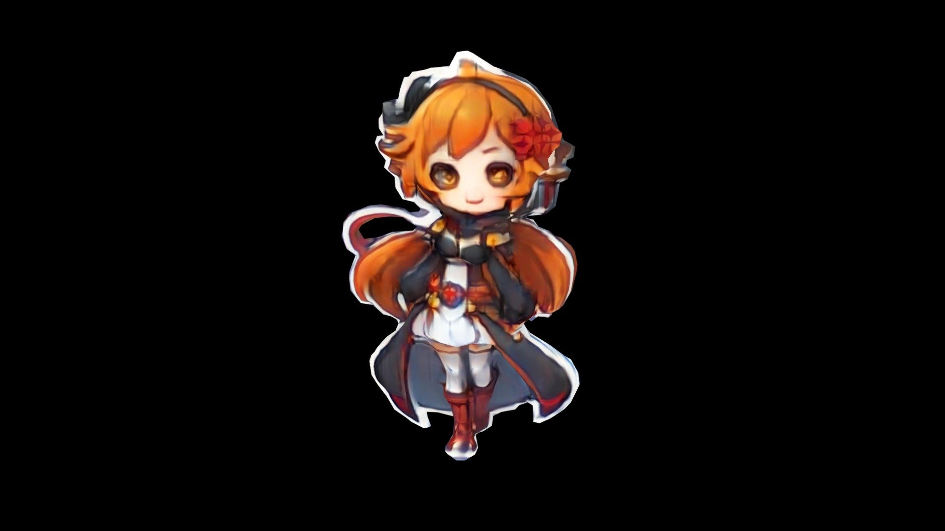 An anime sticker of a girl with long orange hair - Download Free 3D ...