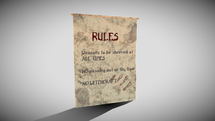 Medieval Tavern Rule Scroll 3D Model
