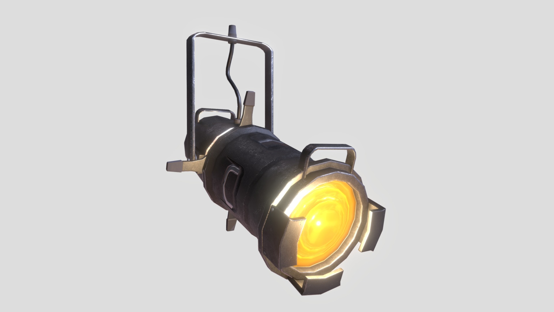 3D model Stage Light – Tungsten Spot - This is a 3D model of the Stage Light - Tungsten Spot. The 3D model is about a light bulb with a black handle.