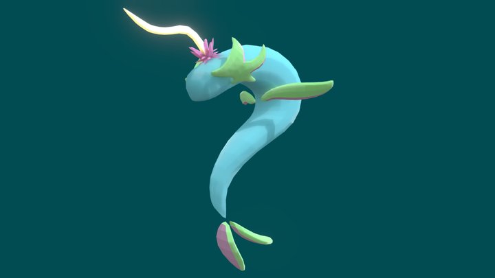 Sea unicorn monster low poly 3D Model