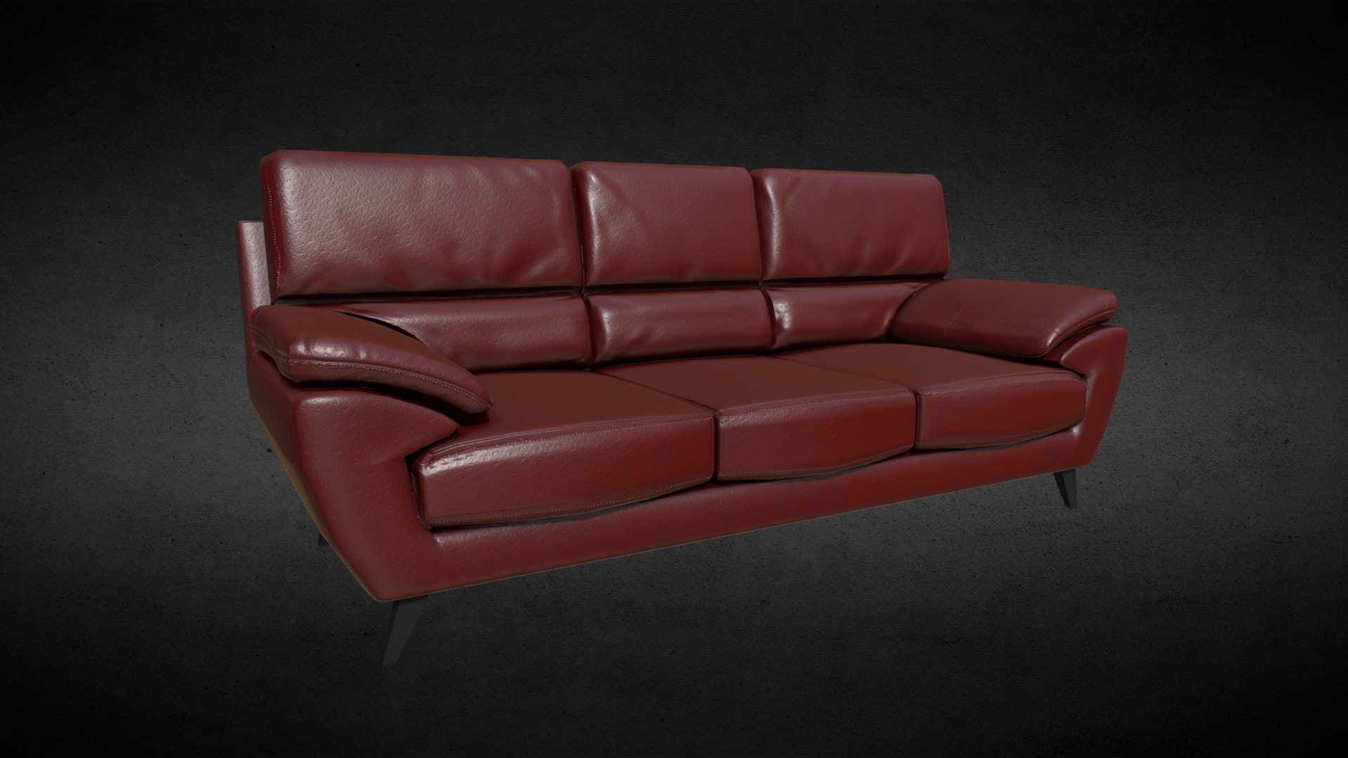 3D model Red Sofa - This is a 3D model of the Red Sofa. The 3D model is about a red leather couch.
