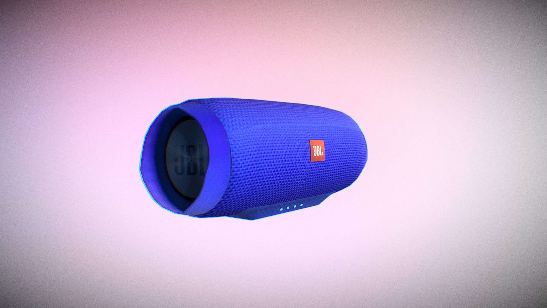 3D model JBL - This is a 3D model of the JBL. The 3D model is about a blue rectangle with a black circle on it.