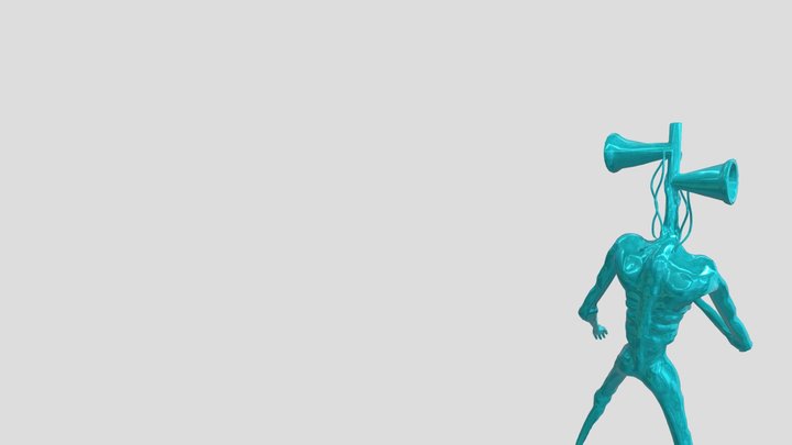 light blue siren head rig with animation 3D Model